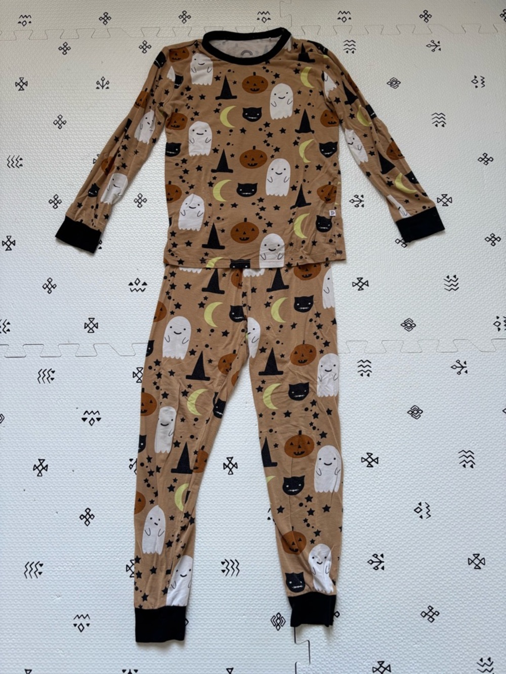 Halloween Ghost & Pumpkin Kids Pajama Set - Tan